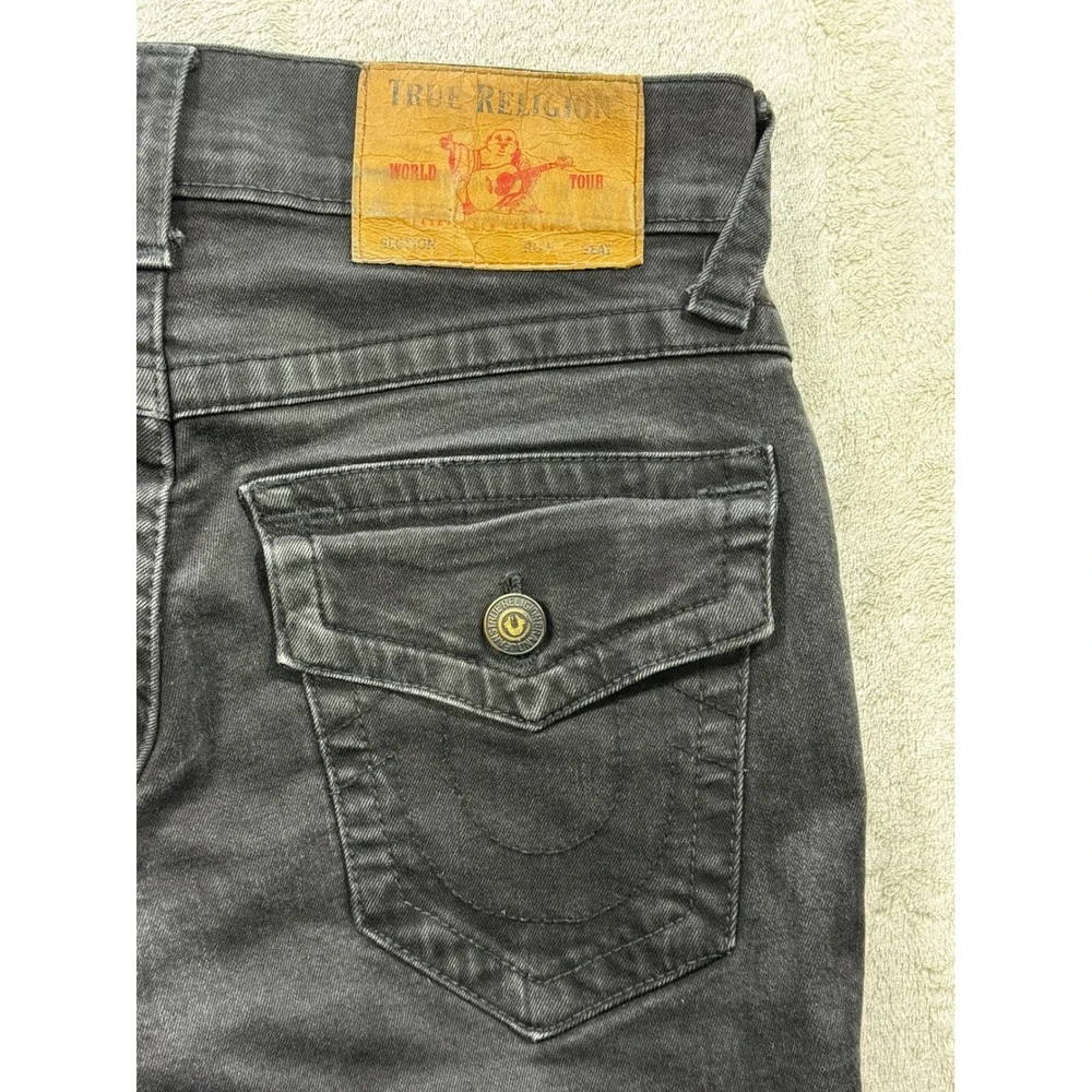 True Religion Mens Ricky Relaxed Straight Flap Pocket Black Jeans 28 Meas: 29x32